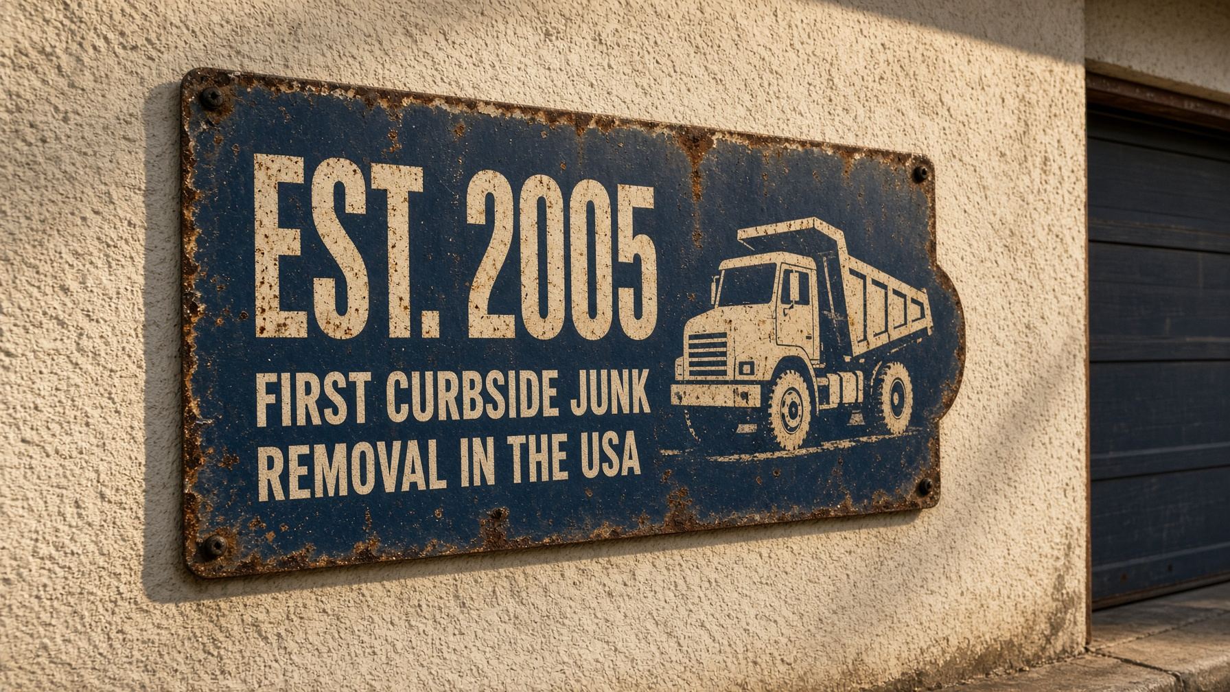 Established 2005 shop sign — first curbside junk removal in the USA
